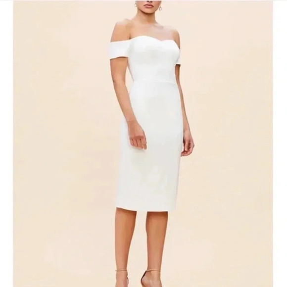 Dress the Population Dresses & Skirts - Dress the Population Off White Bailey Off the Shoulder Dress Size Large